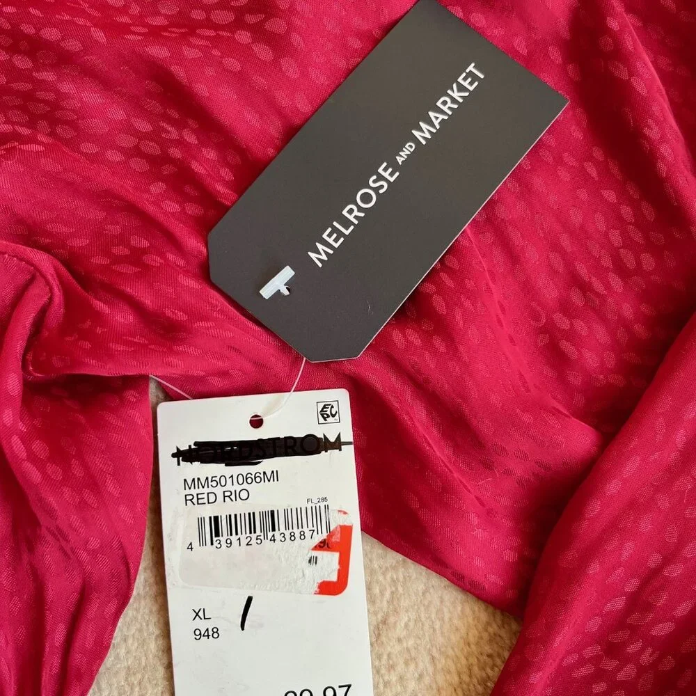 SOLD! NWT - Melrose & Market Women's Red Long Sleeve Peplum Top - Size XL - Picture 7 of 12